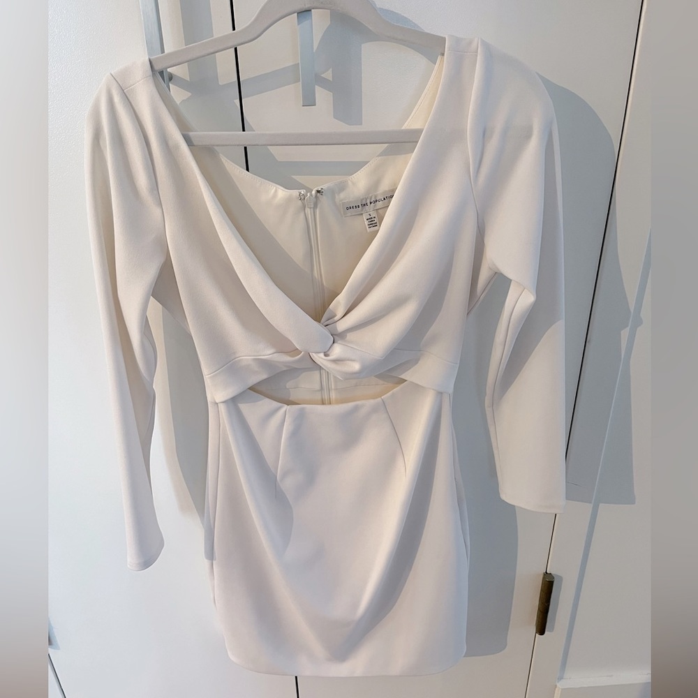 Dress The Population white Jade twist cutout dress. Size small.